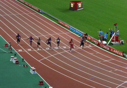 Meeting Areva au stade de France à Paris 2015  Arrivée du 100m