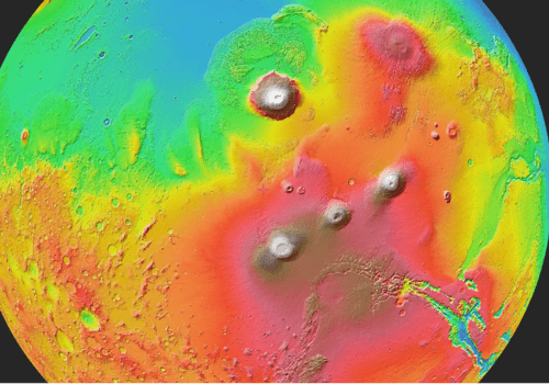Carte d'altitude de la planète Mars