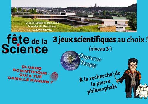 Fête de la Science à Pixérécourt : 3 jeux scientifiques au choix !