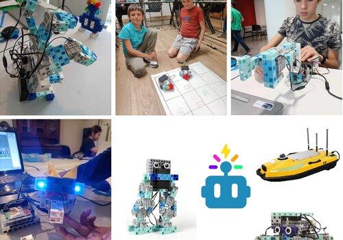 image de plusieurs robots et des enfants qui les utilisent