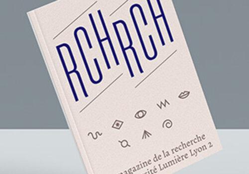 Livret avec le logo RchRch et la phrase le magazine de la recherche de l'Université Lumière Lyon 2