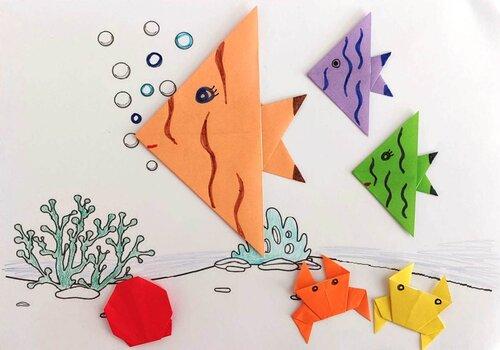 tableau origami monde sous-marin