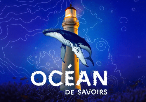 Visuel de la fête de la science 2024 avec une baleine et un phare