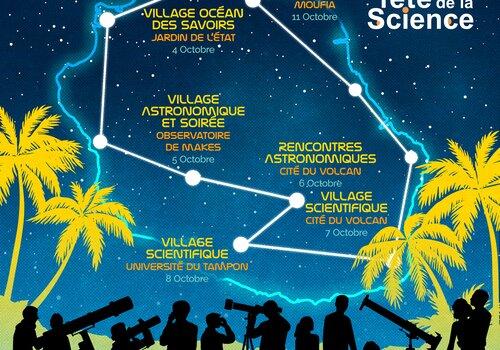 « Constellation » de la tournée de SpaceBus France à La Réunion, constituée des lieux de passages