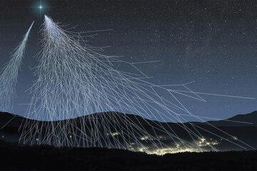 Vue artistique d'une gerbe atmosphérique