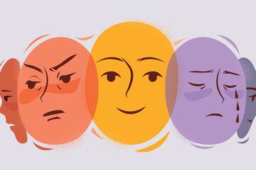 Illustration de diverses émotions et expressions faciales d'une personne.