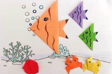 tableau origami monde sous-marin