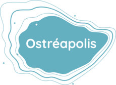 logo Ostréapolis, forme d'huître bleue